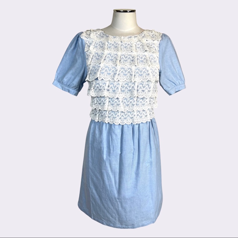 Lace Ruffled Open Back Dress with Pockets